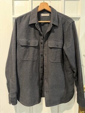 Everlane Men's Dark Charcoal Button-Front Shirt Jacket
